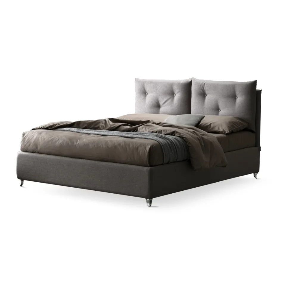 Doppelbett 160x190 mit dekorativen Knöpfen in den Kissen - Strahlen Viadurini