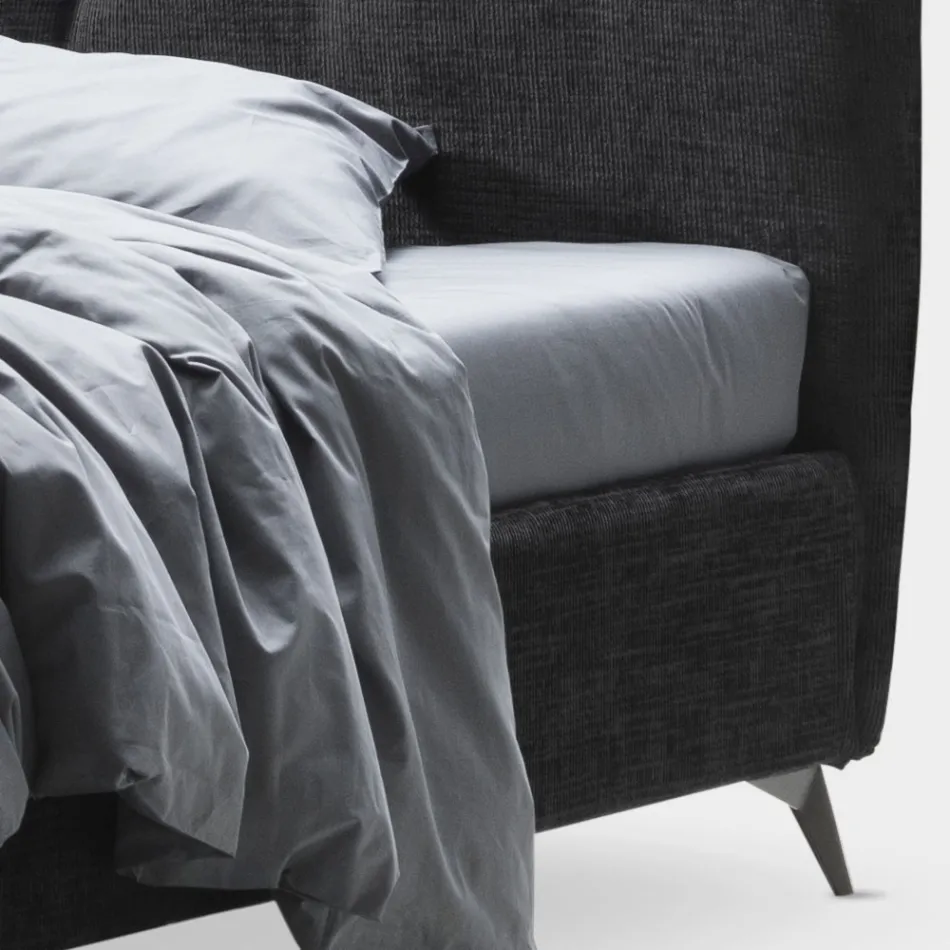 Doppelbett 160x190 mit vertikalen geprägten Kordeln - Maske Viadurini