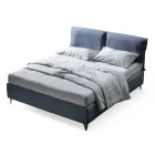 Doppelbett 160x190 mit Kissen, die das gesamte Kopfteil umhüllen - Charme Viadurini