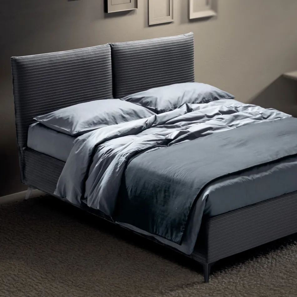 Doppelbett 160x190 mit kissenförmiger Polsterung - Brezze Viadurini