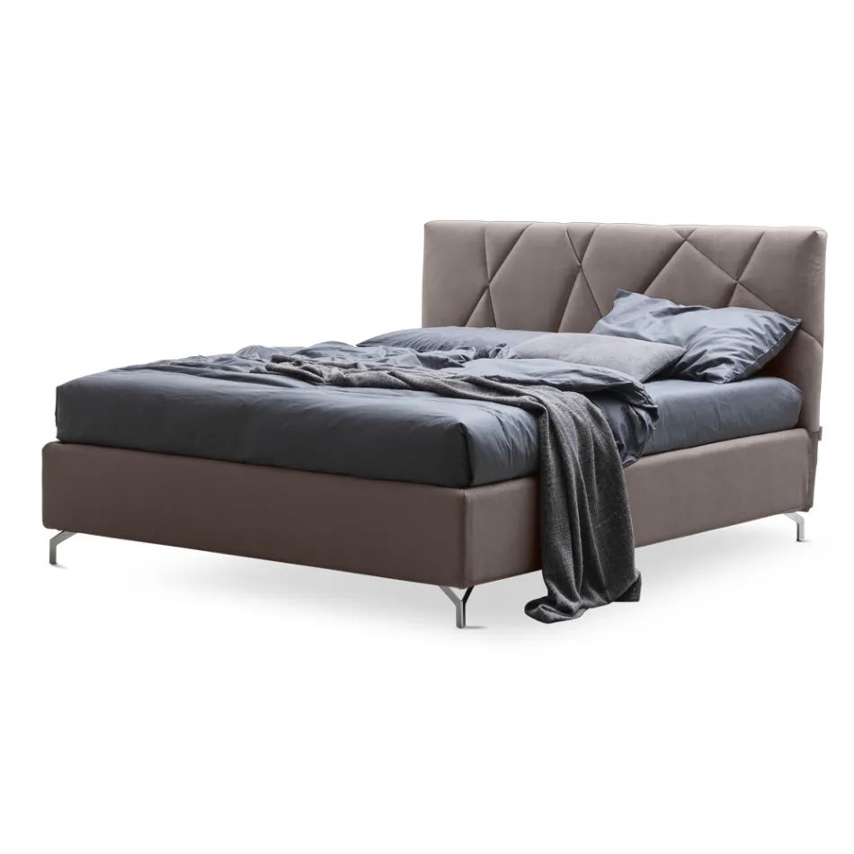 Doppelbett 160x190 mit geometrischer Steppverarbeitung - Ciottolino Viadurini