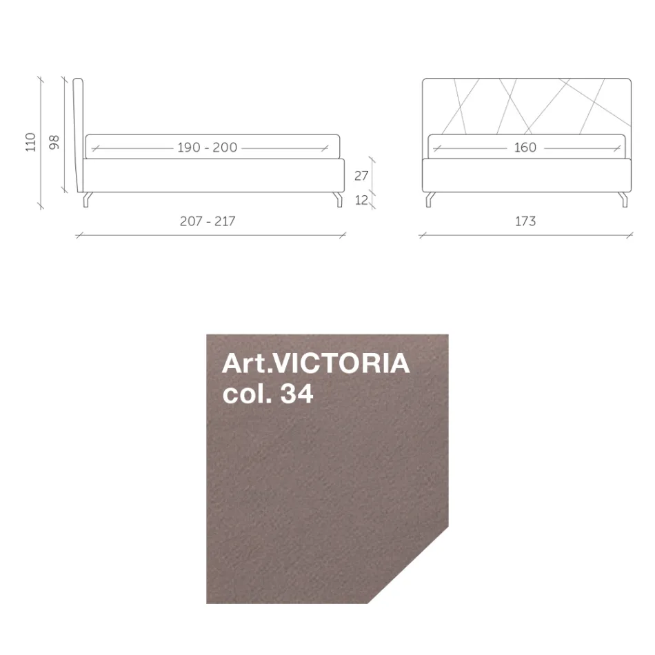 Doppelbett 160x190 mit geometrischer Steppung - Ciottolino Viadurini