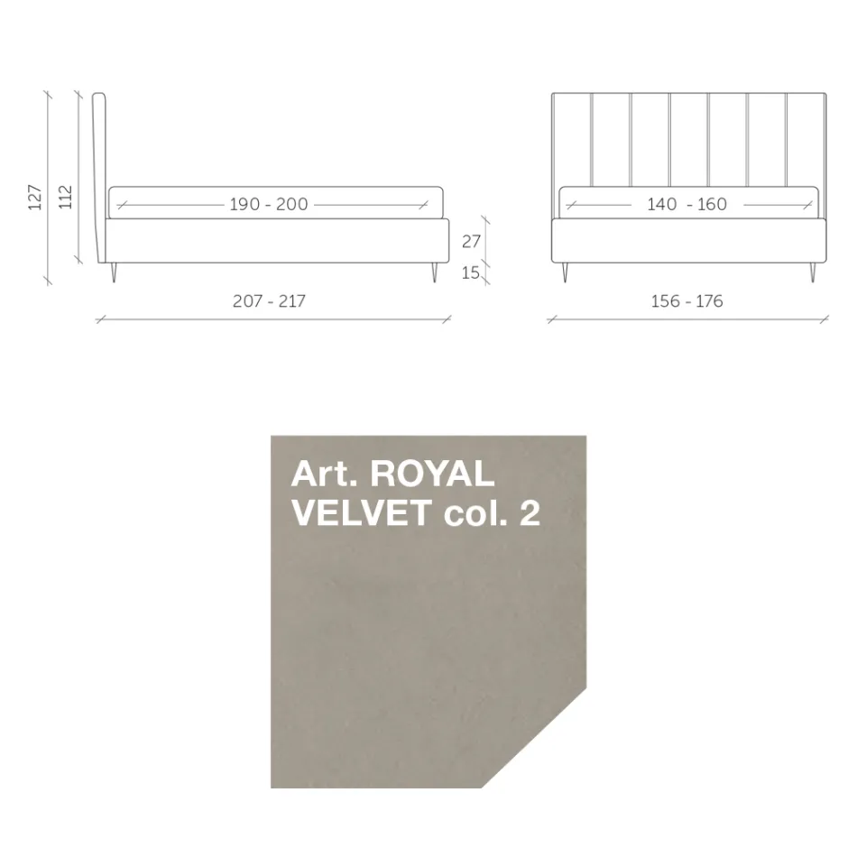 Doppelbett 160x190 mit Steppung mit breiten vertikalen Streifen - Magan Viadurini