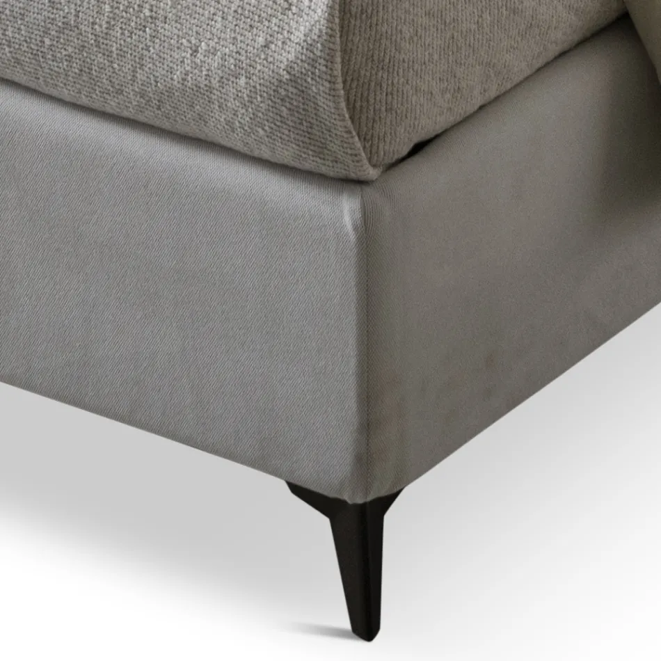 Doppelbett 160x190 aus Stoff mit Metallfüßen Made in Italy - Dreams Viadurini