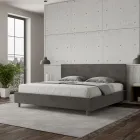 Doppelbett 180x200 cm mit Mikrofaser-Kopfteil, hergestellt in Italien - Pallone Viadurini