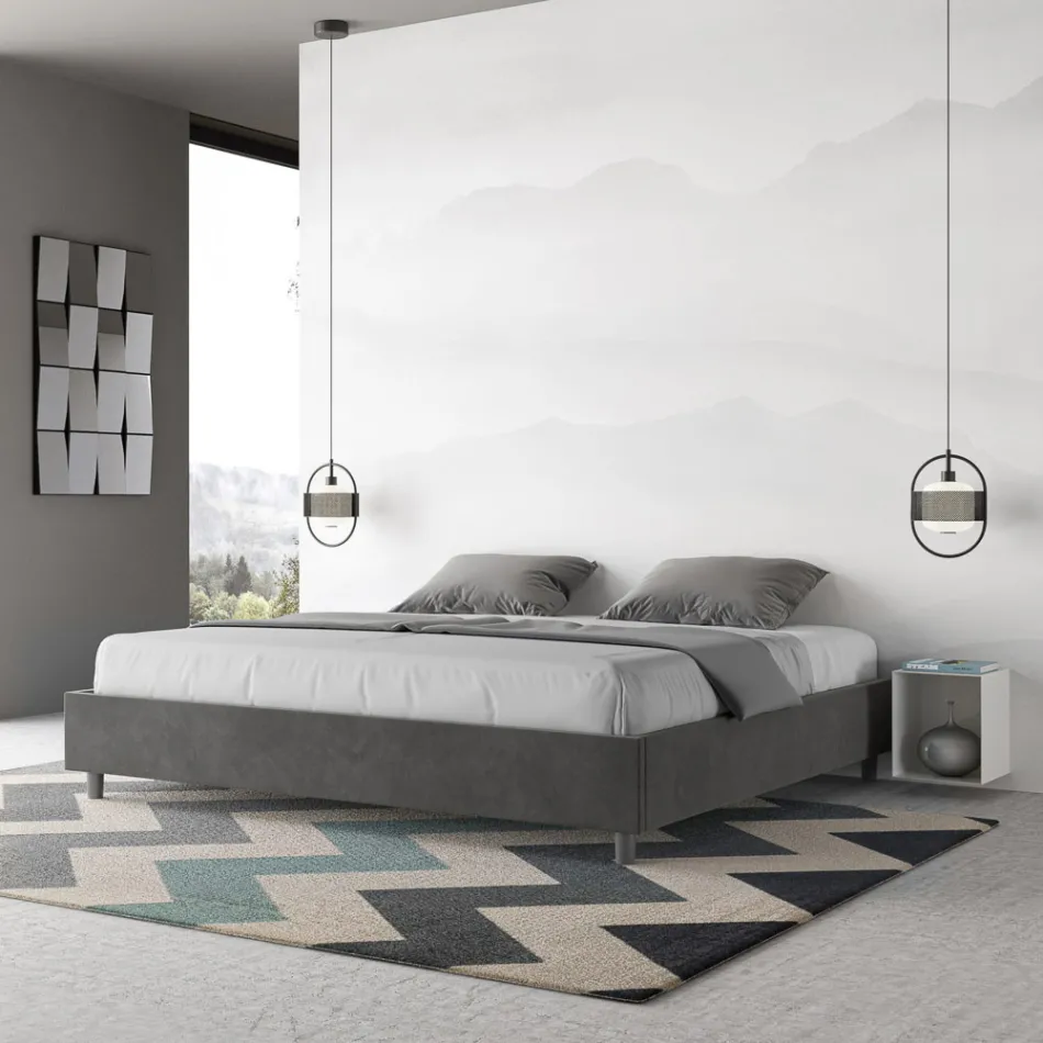 Doppelbett 180 x 200 cm, bezogen mit Mikrofaser, hergestellt in Italien - Athlete Viadurini