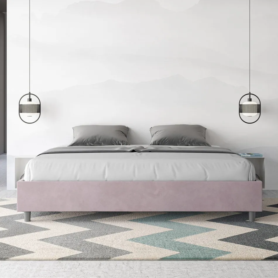 Doppelbett 180 x 200 cm, bezogen mit Mikrofaser, hergestellt in Italien - Athlete Viadurini