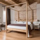 Doppelbett (180 x 200 cm) mit Himmelbett aus massivem Teakholz – Tempera Viadurini