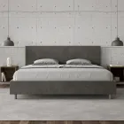 Doppelbett 190x200 cm mit Mikrofaser-Kopfteil, hergestellt in Italien - Pallone Viadurini