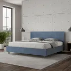 Doppelbett 190x200 cm mit Mikrofaser-Kopfteil, hergestellt in Italien - Pallone Viadurini