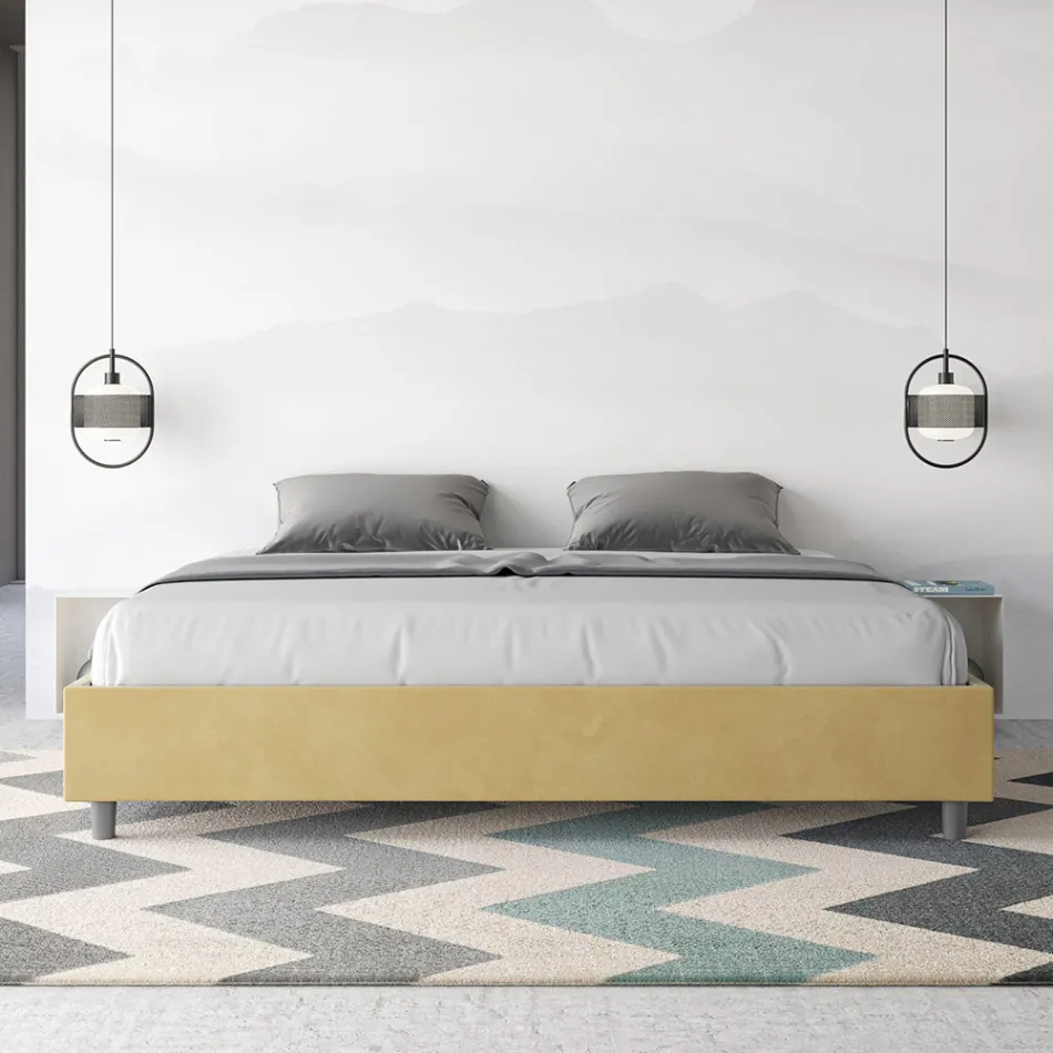 Doppelbett 190 x 200 cm, bezogen mit Mikrofaser, hergestellt in Italien - Athlete Viadurini