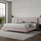 Doppelbett 200x200 cm mit Mikrofaser-Kopfteil, hergestellt in Italien - Pallone Viadurini