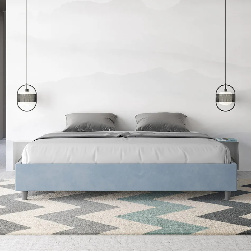 Doppelbett 200x200 cm, bezogen mit Mikrofaser, hergestellt in Italien - Athlete Viadurini