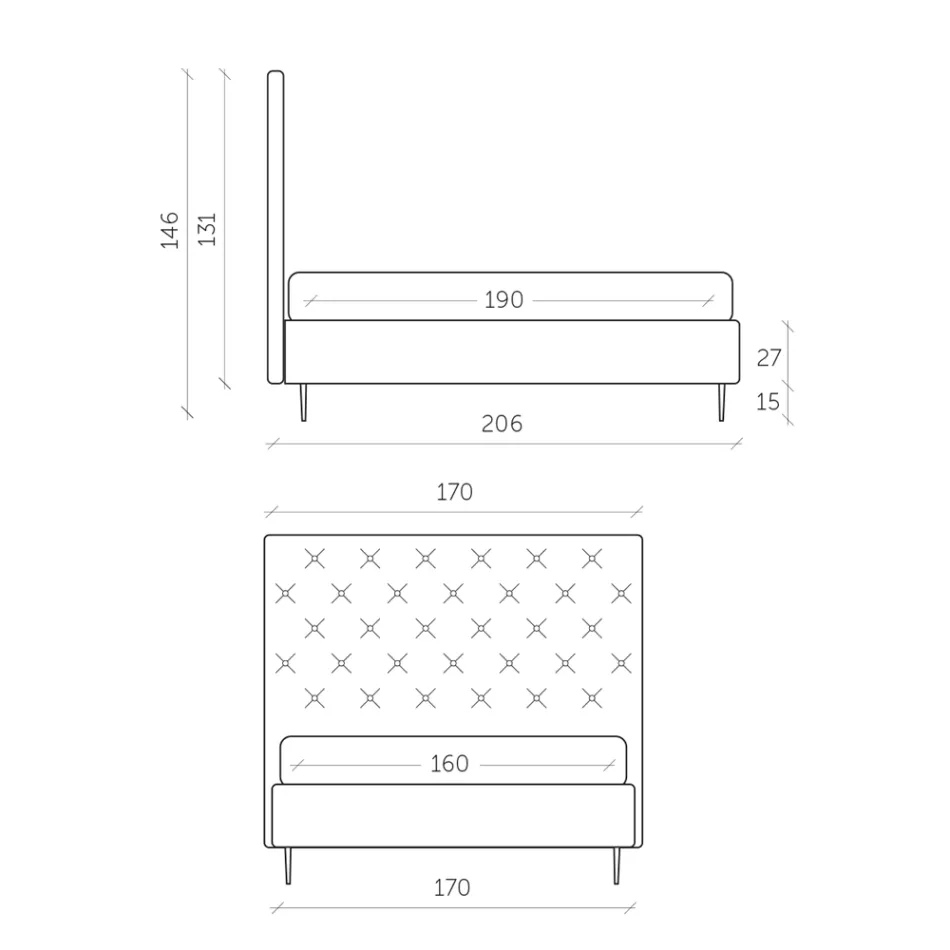 Doppelbett mit Staukasten und Untergestell 160x190 Made in Italy - Sallie Viadurini