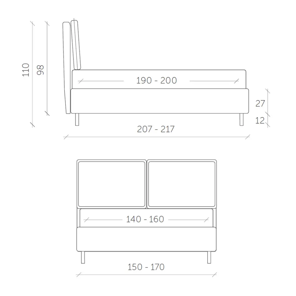 Doppelbett mit Aufbewahrungsbox Made in Italy - Ernesta Viadurini