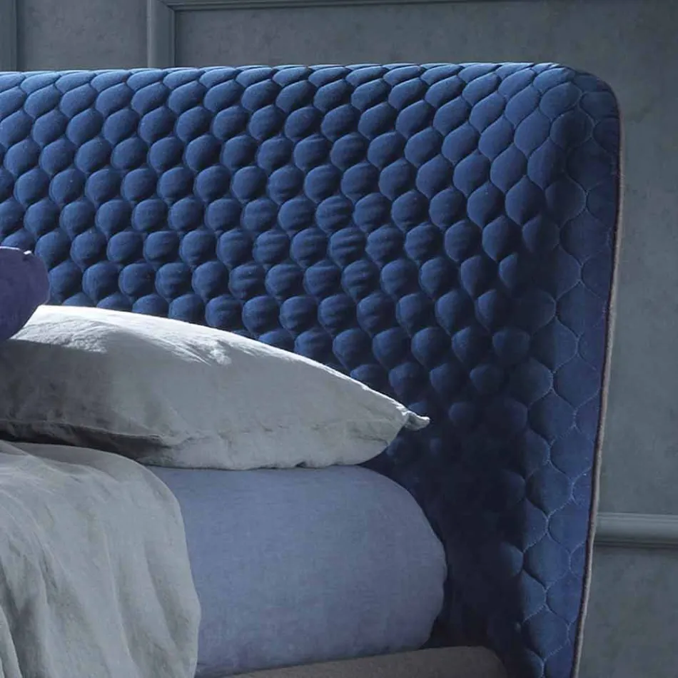 Doppelbett mit gepolsterter Box aus Corolle-Stoff von Bolzan Viadurini