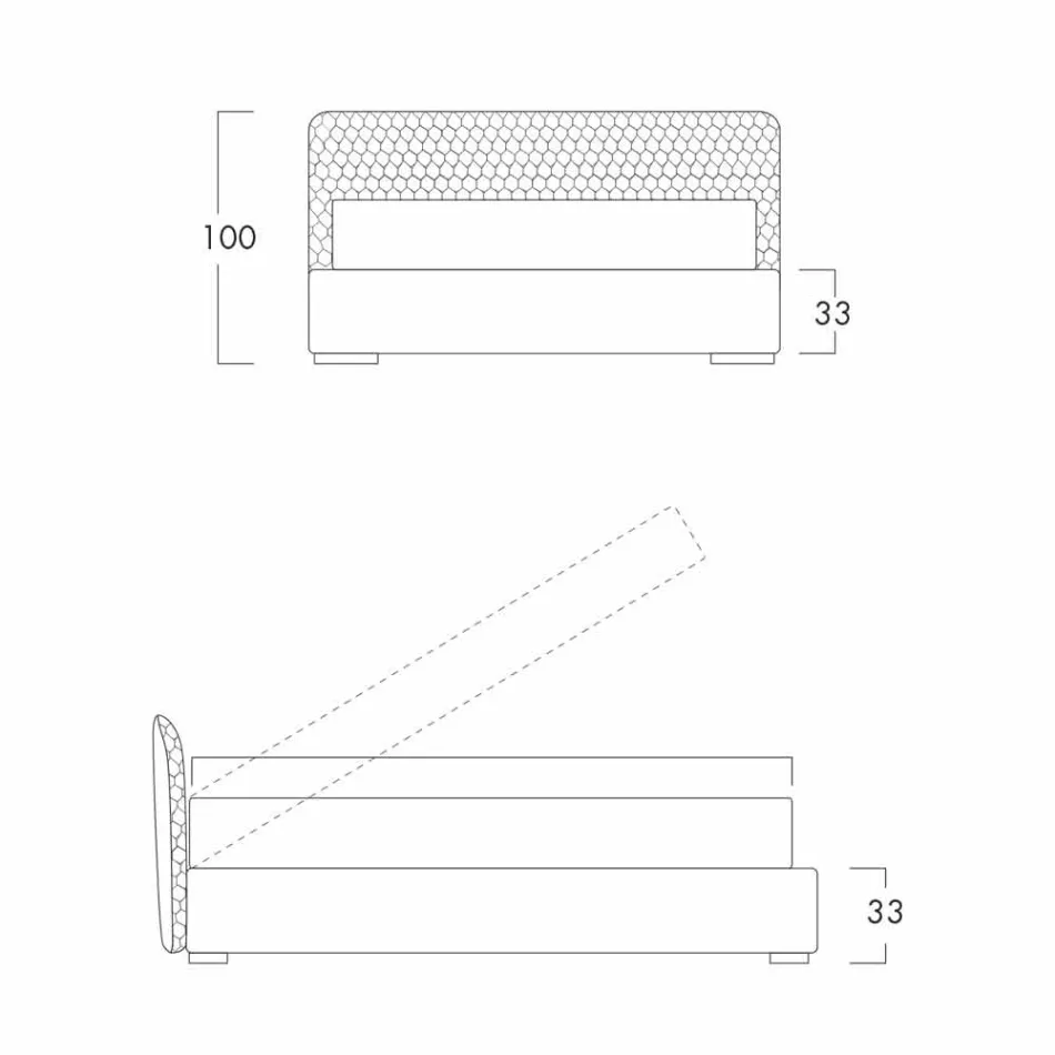 Doppelbett mit gepolsterter Box aus Corolle-Stoff von Bolzan Viadurini