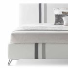 Doppelbett mit gepolsterter Schublade aus Öko-Leder Made in Italy - Paolo Viadurini
