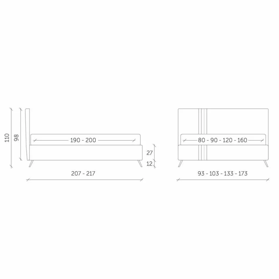 Doppelbett mit gepolsterter Schublade aus Öko-Leder Made in Italy - Paolo Viadurini
