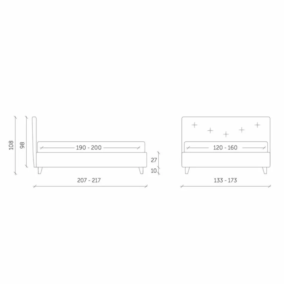 Doppelbett mit gepolstertem Behälter Kunstleder Made in Italy - Maske Viadurini