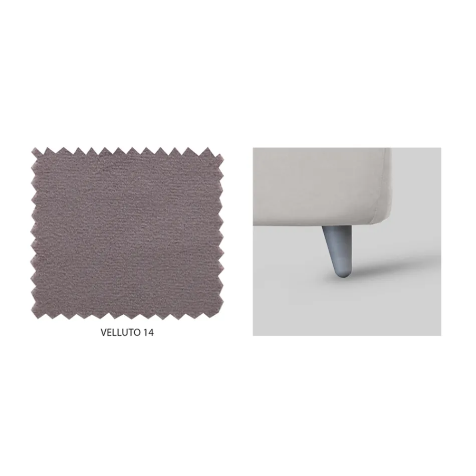 Doppelbett mit optionalem Stauraum und Füßen, hergestellt in Italien – Birba Viadurini