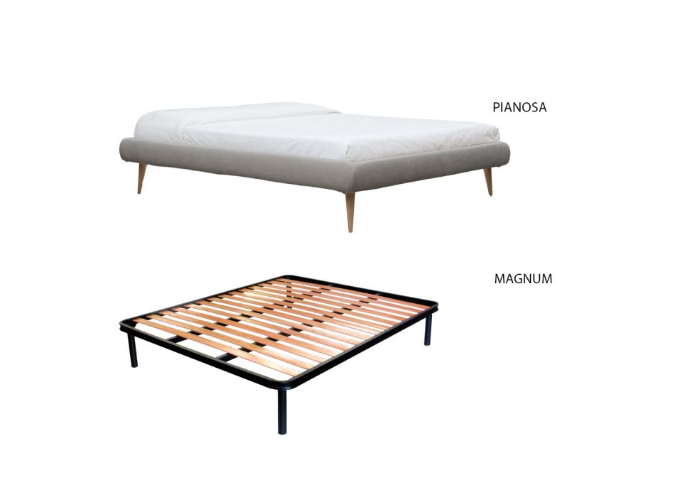 Doppelbett mit gepolstertem Bettrahmen in verschiedenen Ausführungen Made in Italy – Design Viadurini