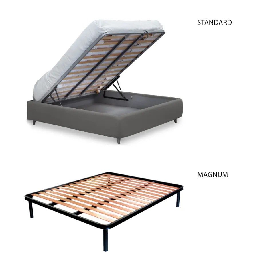 Doppelbett mit gepolstertem Bettrahmen in verschiedenen Ausführungen Made in Italy – Design Viadurini