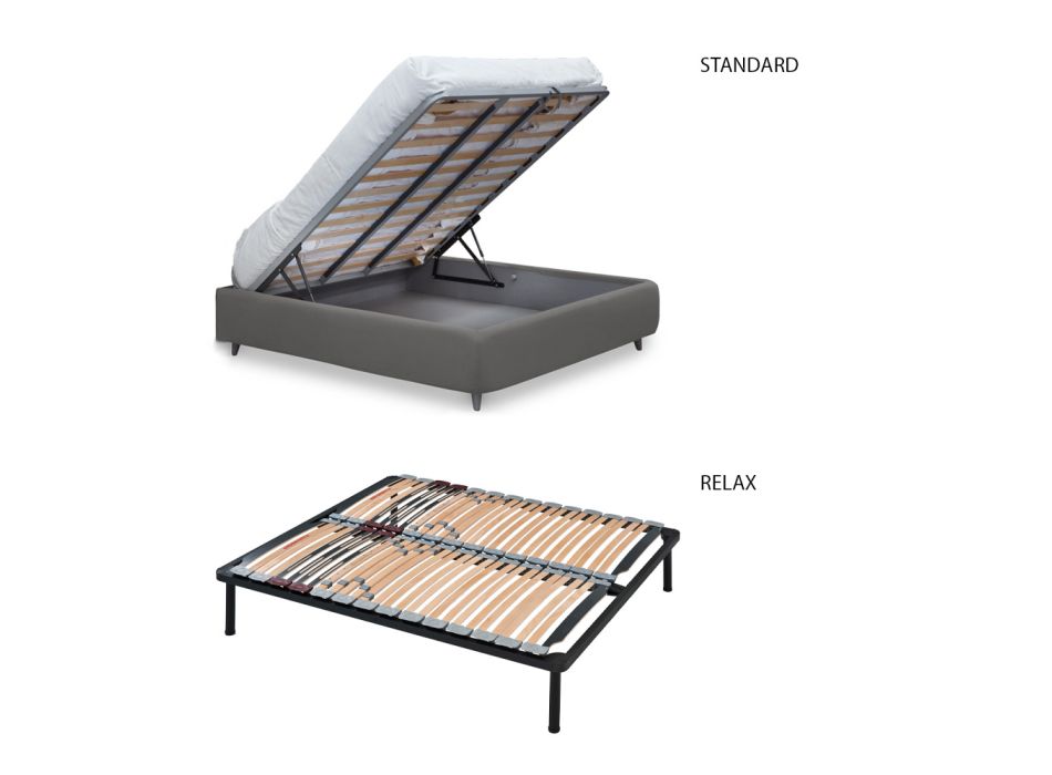Doppelbett mit gepolstertem Bettrahmen in verschiedenen Ausführungen Made in Italy – Design Viadurini