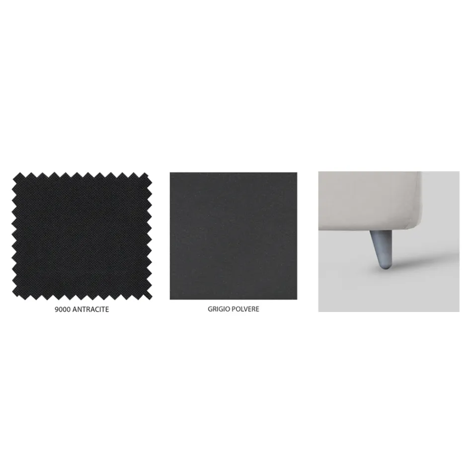 Doppelbett mit gepolstertem Bettrahmen, hergestellt in Italien – Shadow Viadurini