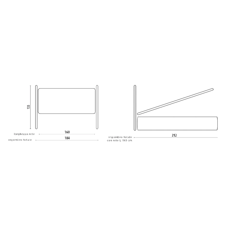 Doppelbett mit gepolstertem Bettrahmen, hergestellt in Italien – Shadow Viadurini