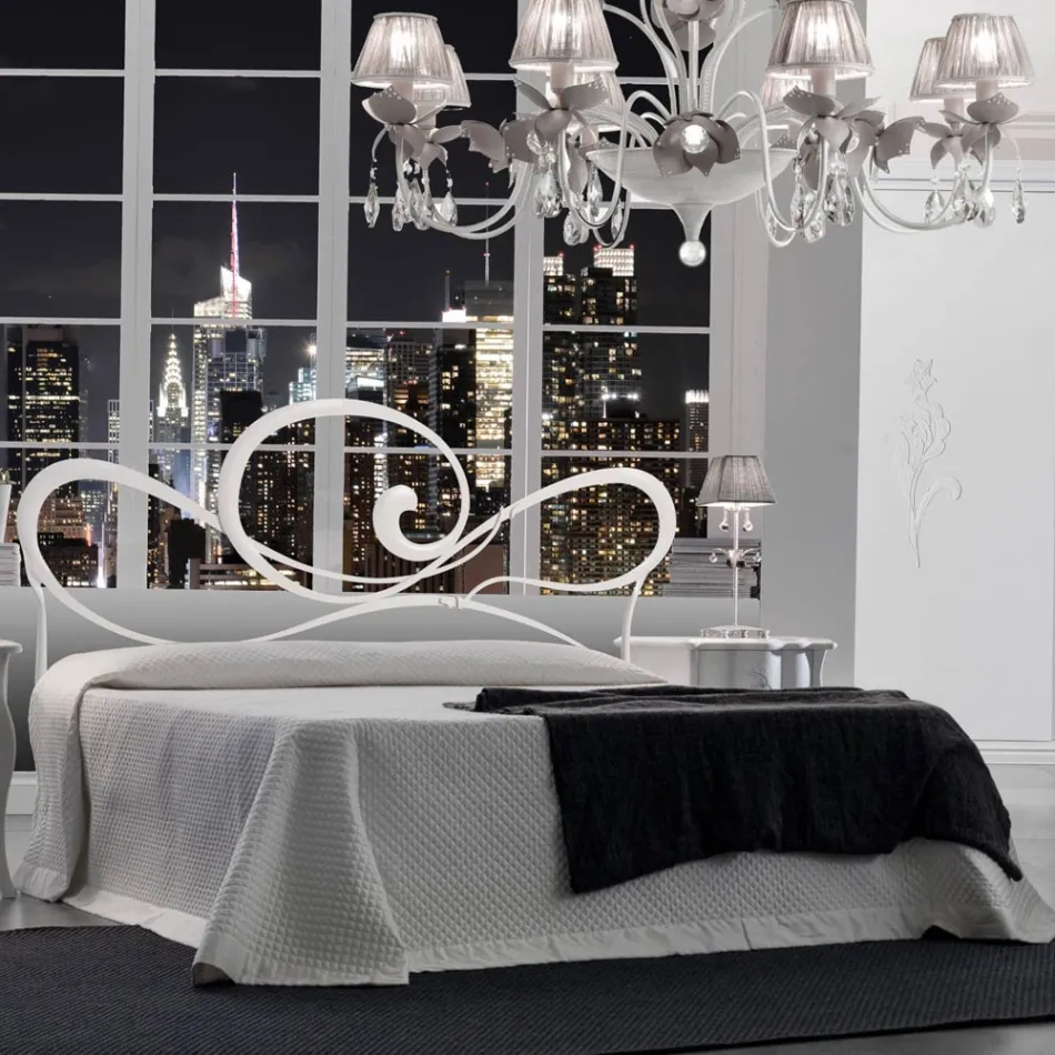 Doppelbett mit Bettrahmen aus Eisen, hergestellt in Italien – Shadow Viadurini