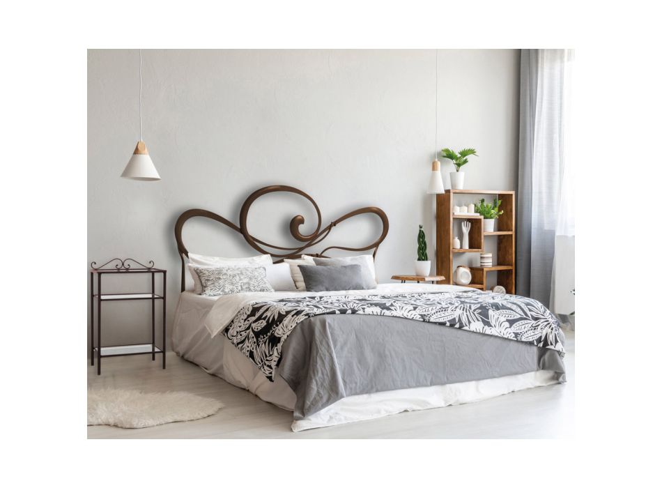 Doppelbett mit Bettrahmen aus Eisen, hergestellt in Italien – Shadow Viadurini