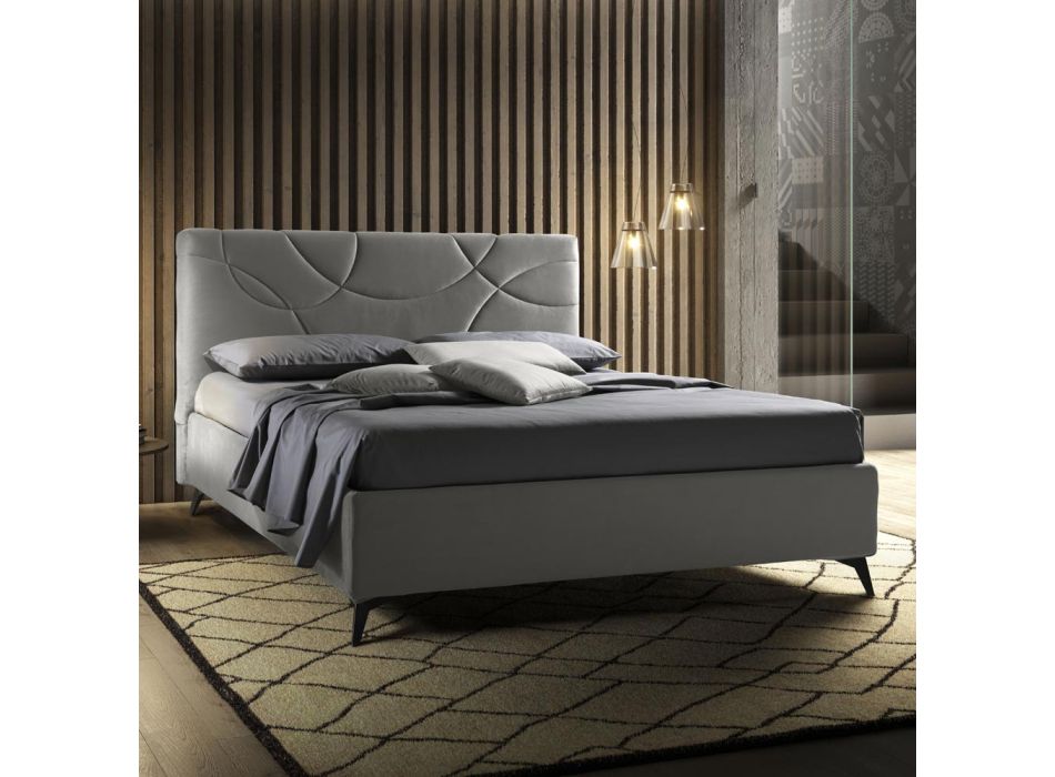 Doppelbett mit Baumwollmatratze und Bettwäsche Made in Italy - Sonnenblume Viadurini