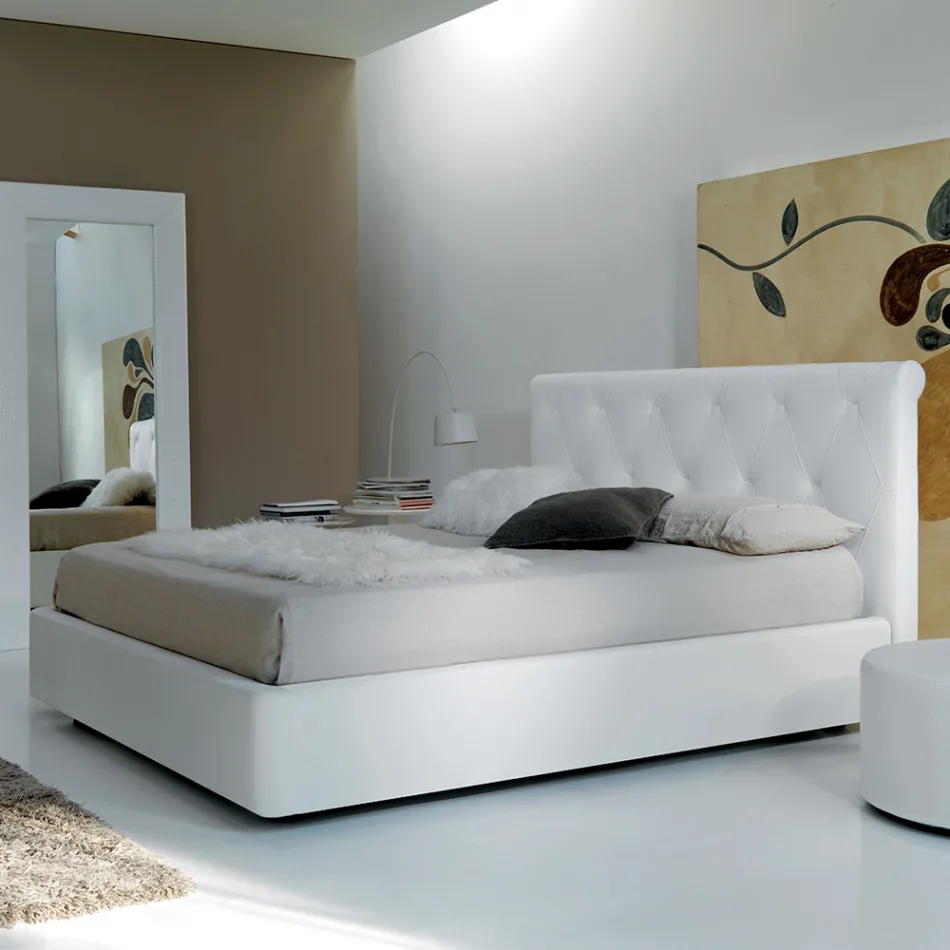 Doppelbett mit Holzstruktur mit Polyurethan überzogen - umgedreht Viadurini