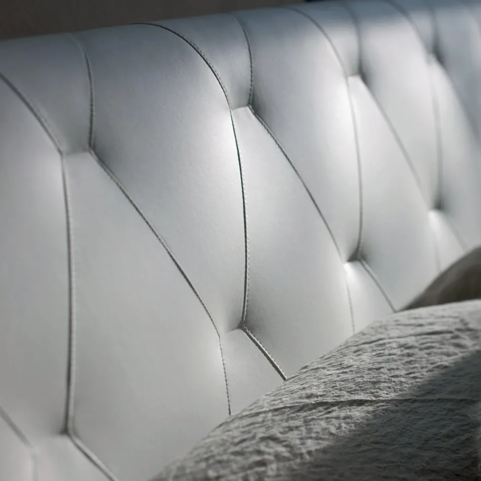 Doppelbett mit Holzstruktur mit Polyurethan überzogen - umgedreht Viadurini