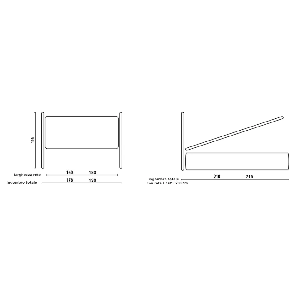 Doppelbett mit gepolstertem Kopfteil und gepolsterten Füßen, hergestellt in Italien – Aaron Viadurini