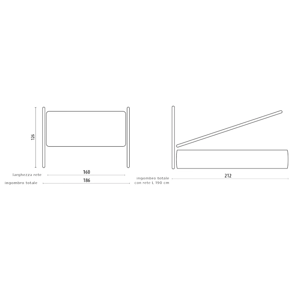 Doppelbett mit eisernem Kopfteil, 2 Nachttischen und Matratze – Design Viadurini