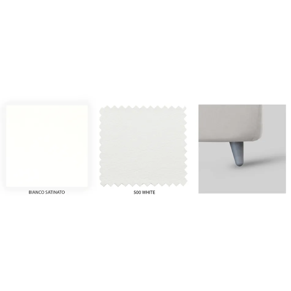 Doppelbett mit Eisenkopfteil und gepolstertem Bettrahmen, hergestellt in Italien – Kenzo Viadurini