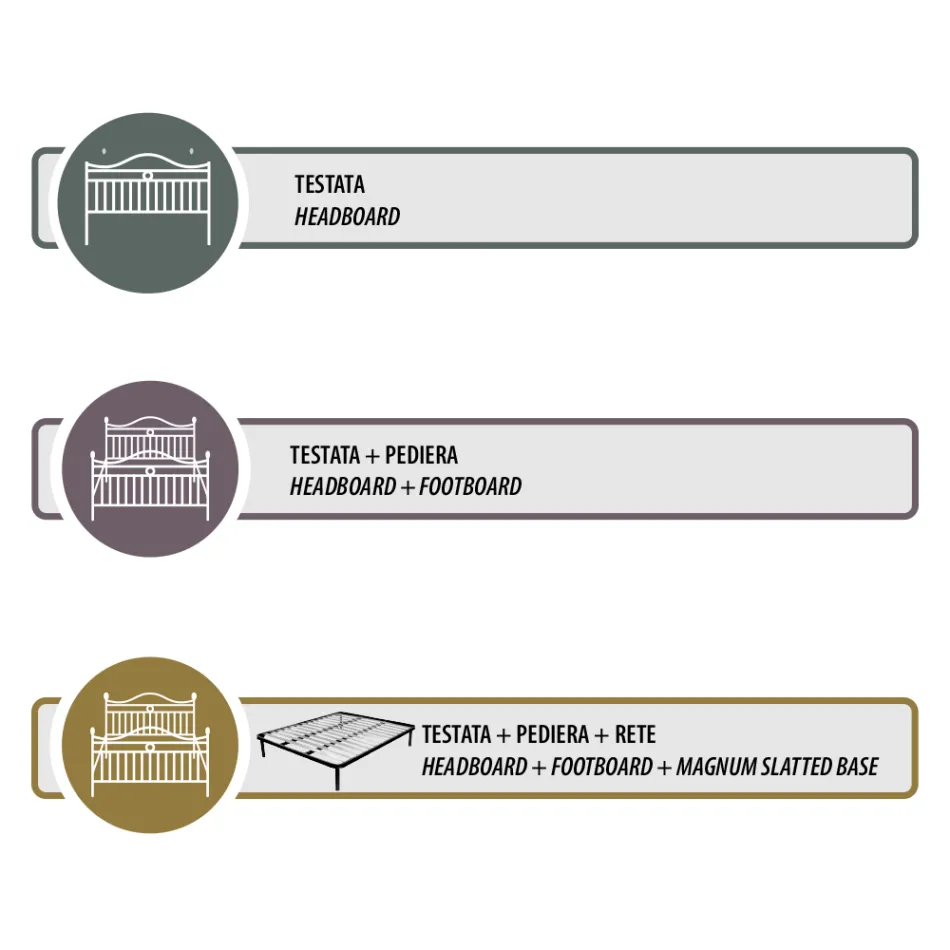 Doppelbett mit massivem Eisenkopfteil, hergestellt in Italien – Nebbia Viadurini
