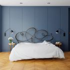 Doppelbett mit massivem Eisenkopfteil, hergestellt in Italien – Nebbia Viadurini