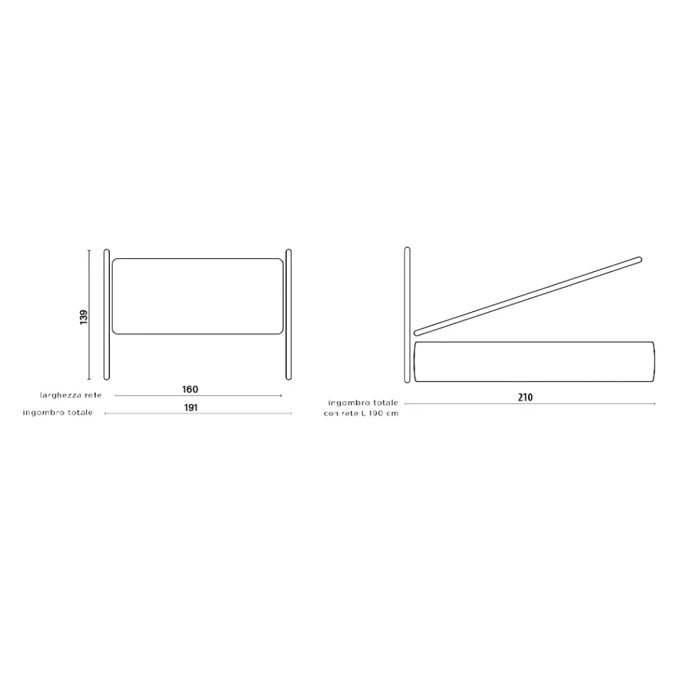 Doppelbett mit gepolstertem Kopfteil aus Made in Italy-Stoff – Fulmine Viadurini