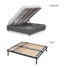 Doppelbett mit Kopfteil aus Öko-Leder oder Stoff, hergestellt in Italien – Buddy Viadurini