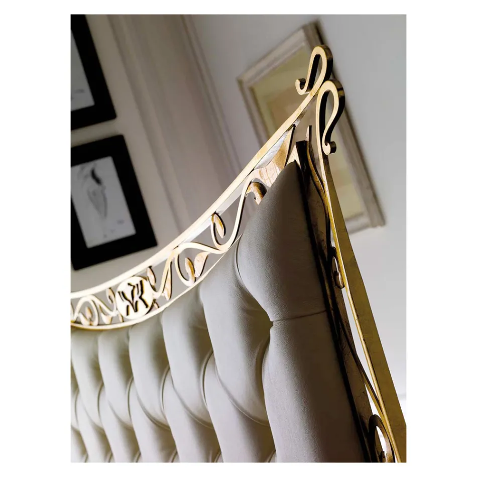 Doppelbett im klassischen Stil aus Eisen und Leder, hergestellt in Italien – King Viadurini