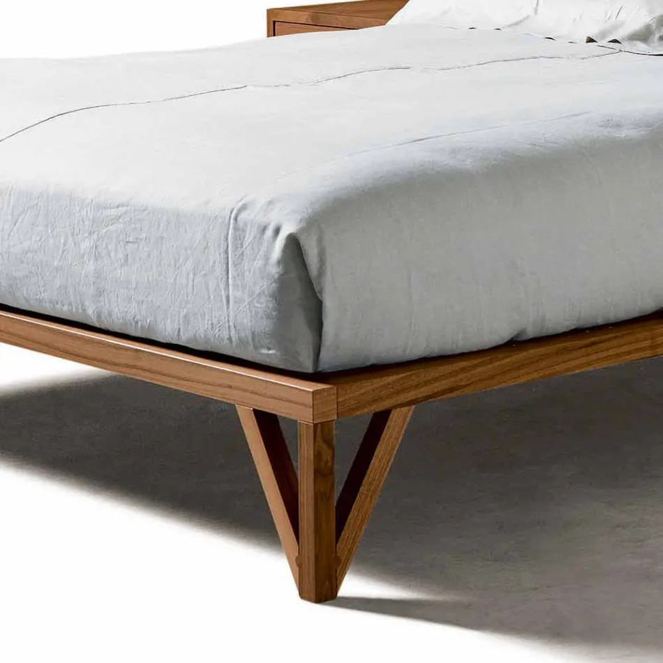 Design Doppelbett 160x200cm mit massiver Basis aus Alain-Nussbaum Viadurini