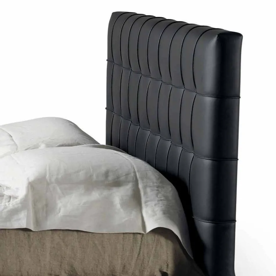 Design Doppelbett mit gepolstertem Kopfteil Leilo, 160x200 cm Viadurini