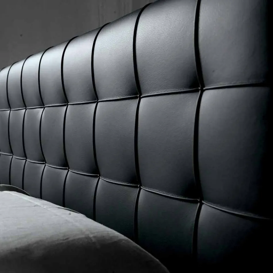 Design Doppelbett mit gepolstertem Kopfteil Leilo, 160x200 cm Viadurini