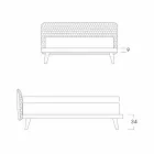 Design Doppelbett mit Corolle Bolzan Stoff bezogen Viadurini