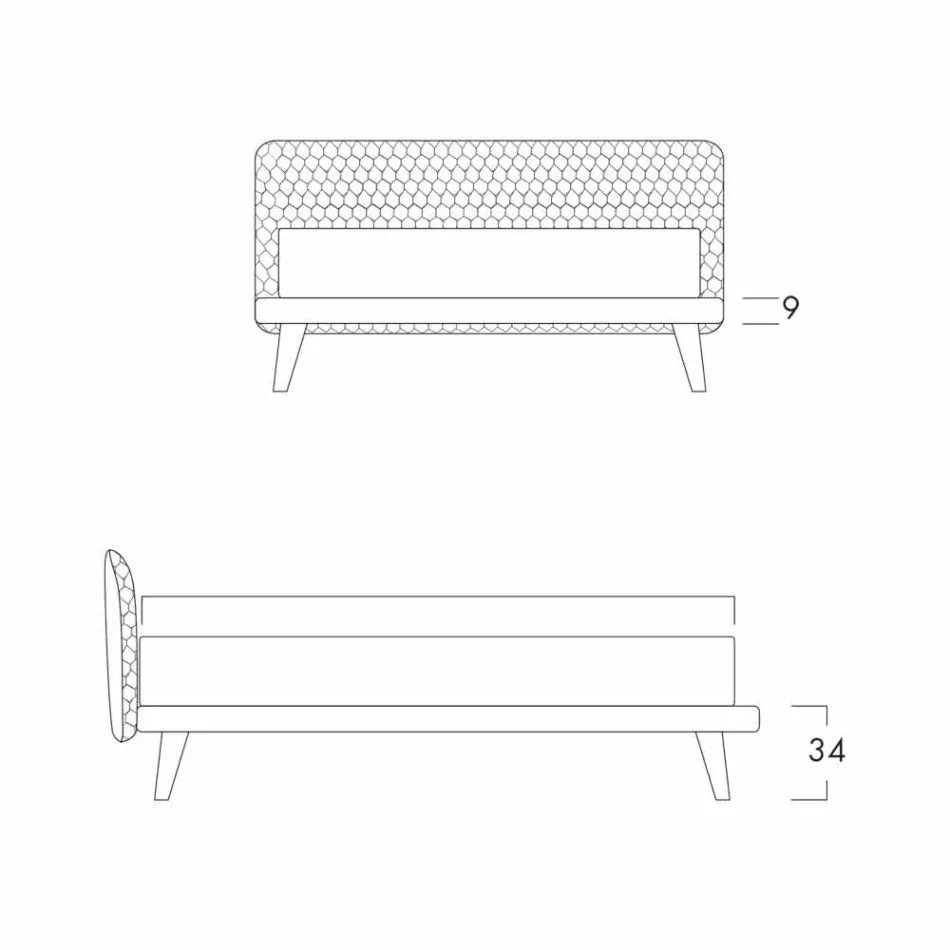 Design Doppelbett mit Corolle Bolzan Stoff bezogen Viadurini