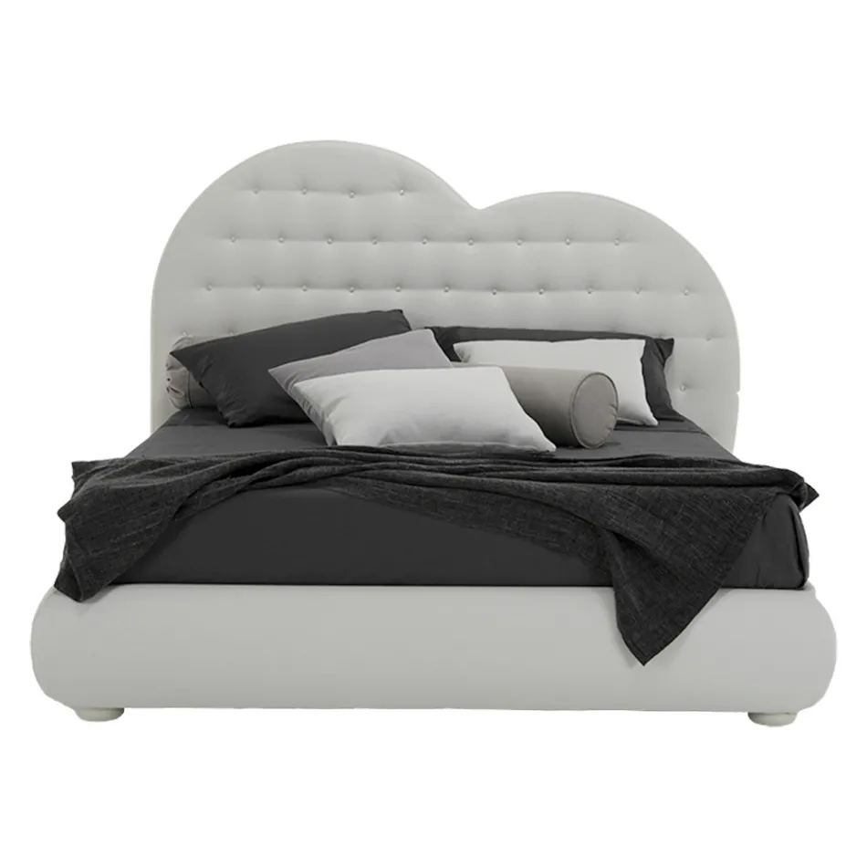 Luxuriöses Doppelbett mit Box und Swarovski, hergestellt in Italien – Little Heart Viadurini