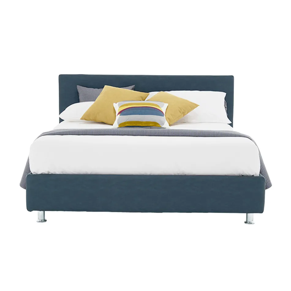 Luxuriöses Doppelbett aus Öko-Leder oder Stoff mit Box, hergestellt in Italien – Nuvola Viadurini